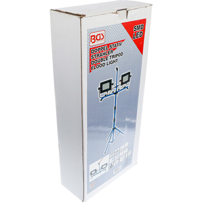 BGS Duo-SMD-LED-werkspotlamp met statief 2 x 70 Watt
