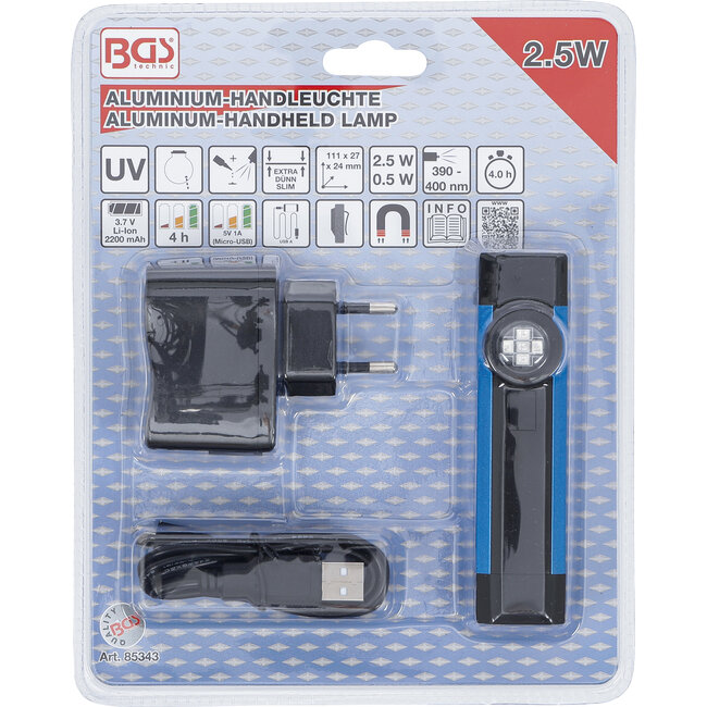 BGS Aluminium UV-handlamp 2,5 Watt