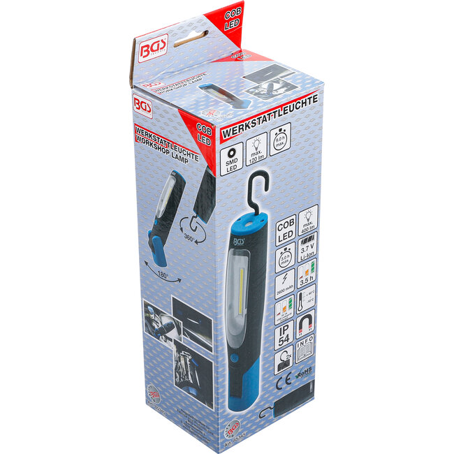 BGS COB-LED werkplaatslamp met magneet en ophanghaak