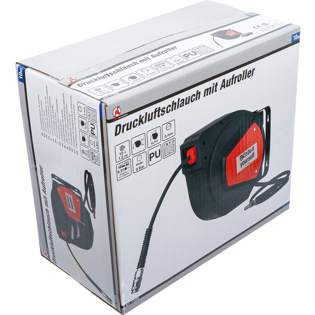 BGS Persluchtslang met oproller automatisch 10 meter + 1,5 meter