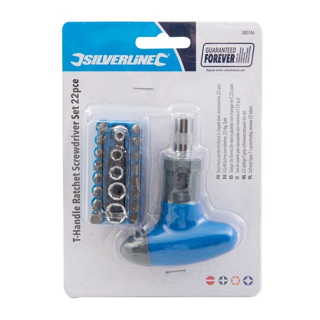 Silverline 22-delige T-grip schroevendraaier bit set