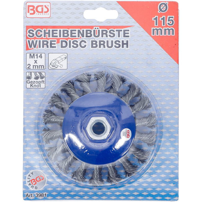 BGS Schijfborstel getwist staaldraad M14x2 Ø 115 mm