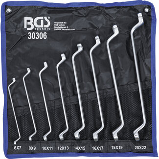 BGS technic Ringsleutelset diep gebogen 6 x 7 - 20 x 22 mm 8 delig