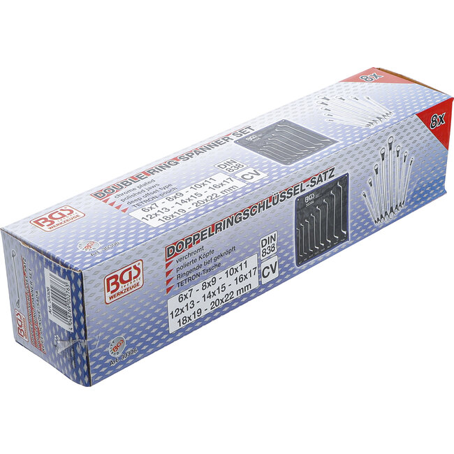 BGS Ringsleutelset diep gebogen 6 x 7 - 20 x 22 mm 8 delig