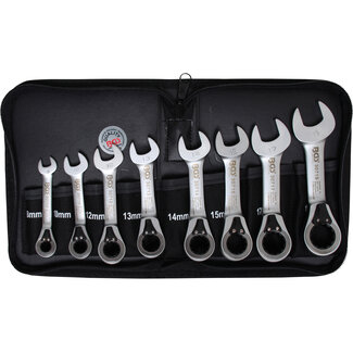 BGS technic Ratelring-steeksleutelset omschakelbaar 8 - 19 mm 8 delig