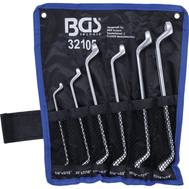BGS Ringsleutelset diep gebogen inchmaten 1/4" - 3/4" 6 delig