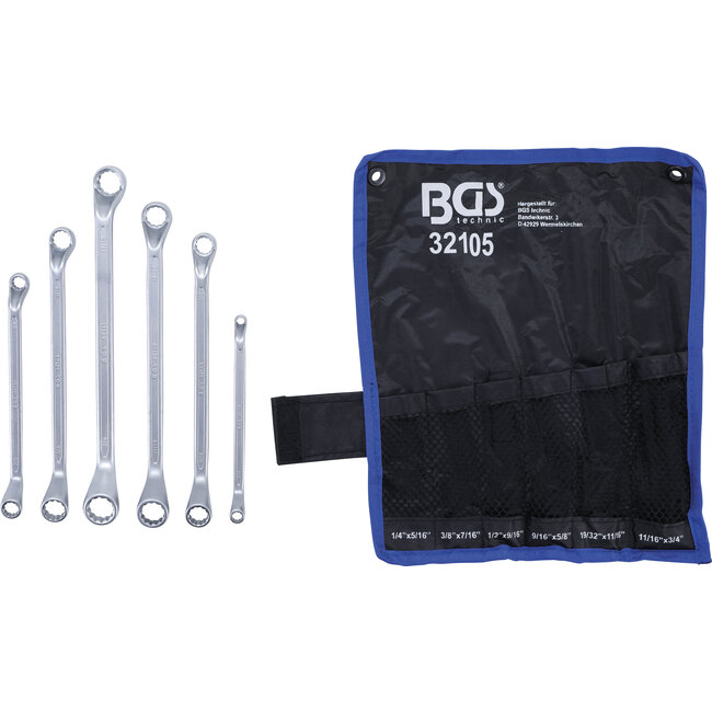 BGS Ringsleutelset diep gebogen inchmaten 1/4" - 3/4" 6 delig