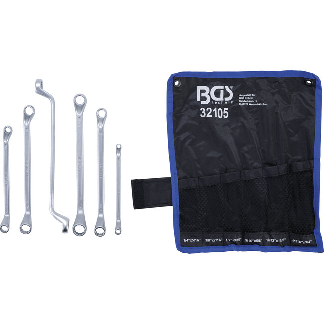 BGS Ringsleutelset diep gebogen inchmaten 1/4" - 3/4" 6 delig