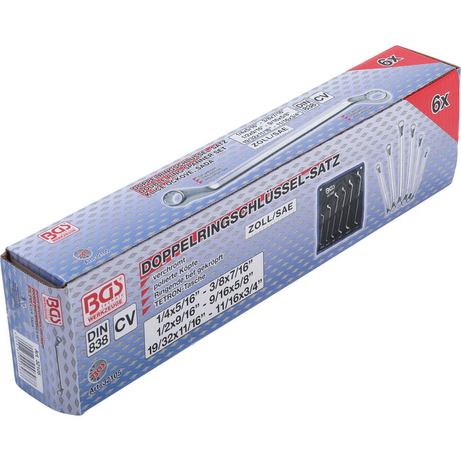 BGS Ringsleutelset diep gebogen inchmaten 1/4" - 3/4" 6 delig