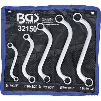 BGS technic S-model dubbele ringsleutelset inches 3/8" - 3/4" 5 delig