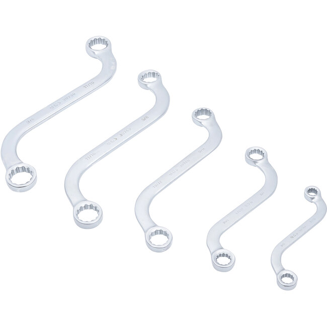 BGS S-model dubbele ringsleutelset inches 3/8" - 3/4" 5 delig