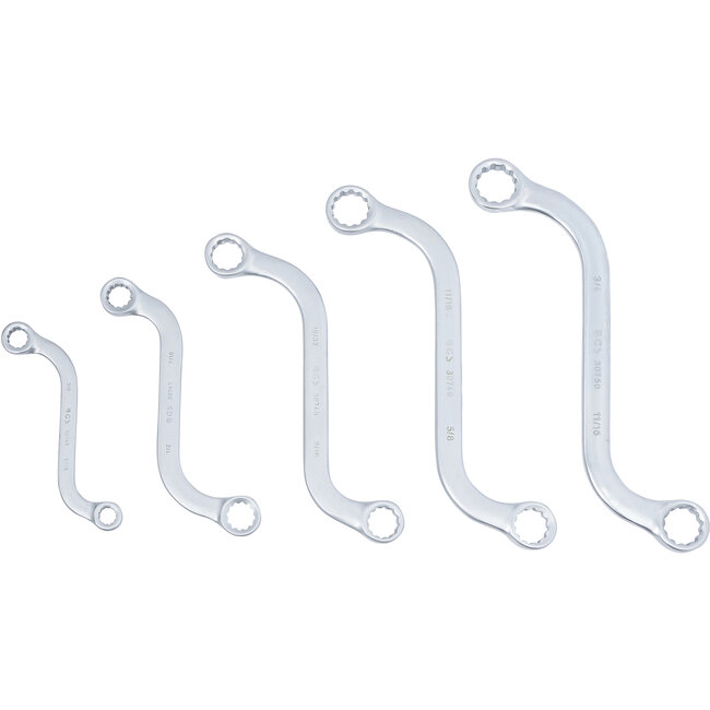 BGS S-model dubbele ringsleutelset inches 3/8" - 3/4" 5 delig