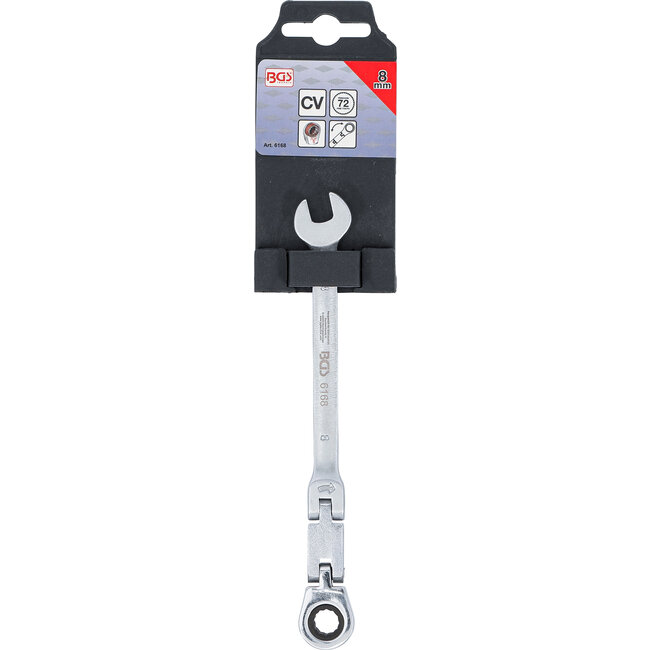 BGS Dubbelscharnierende ratelring-steeksleutel plooibaar 8 mm
