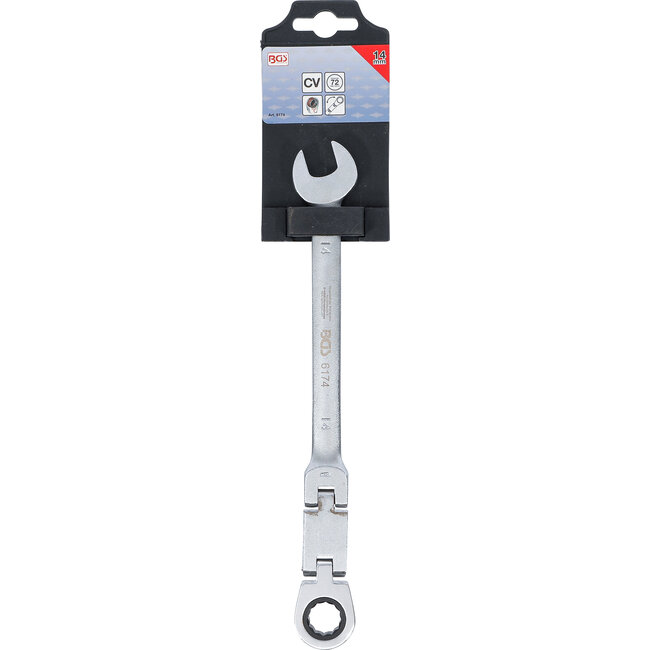 BGS Dubbelscharnierende ratelring-steeksleutel plooibaar 14 mm