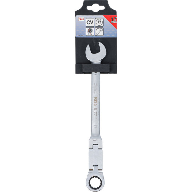 BGS Dubbelscharnierende ratelring-steeksleutel plooibaar 17 mm
