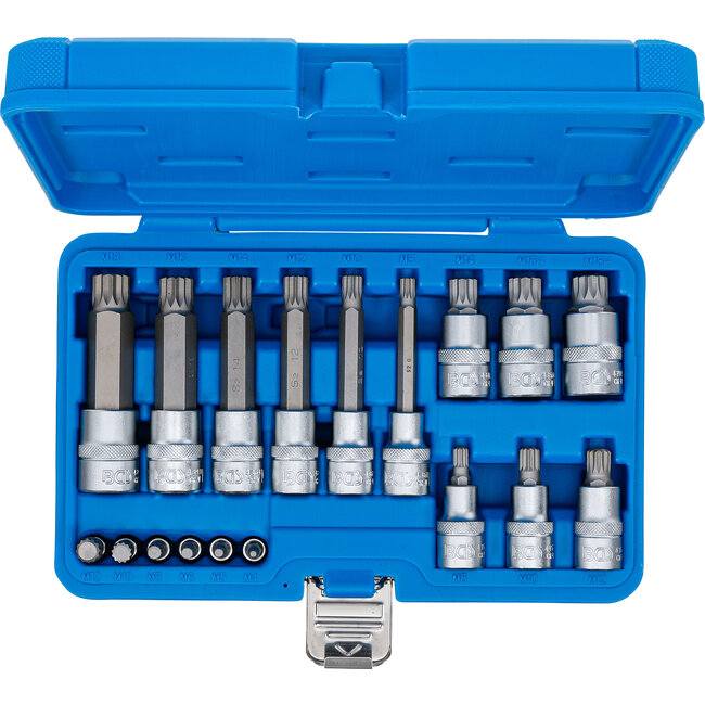 BGS Dopsleutelbitset 1/4" / 1/2" spline (voor XZN) 18 delig