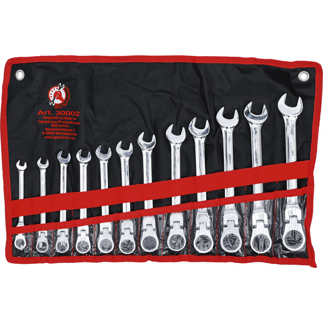 BGS Ratelring-steeksleutelset flexibele koppen 8 - 19 mm 12 delig