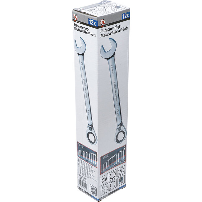 BGS Ratelring-steeksleutelset omschakelbaar 8 - 19 mm 12 delig