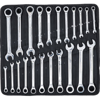 BGS Do it yourself Ratelring-steeksleutelset metrische en inchmaten 22 delig
