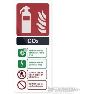 Fixman Waarschuwingsbord (sticker) CO2 EN3 brandblusser 202 x 82 mm, zelfklevend