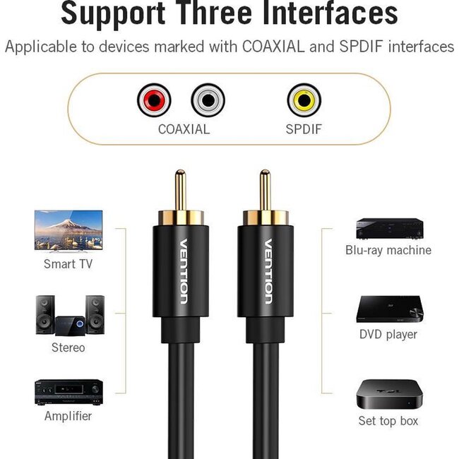 Vention Digitale RCA Coax audio/video kabel S/PDIF, 1 meter