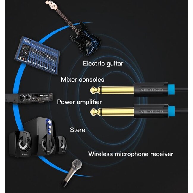 Vention Audiokabel TS 6.3 mm jack-jack mono 1 meter