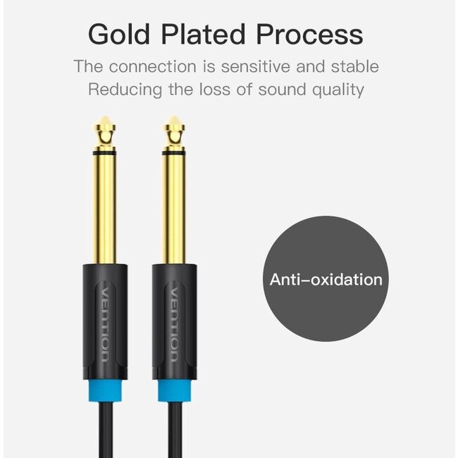 Vention Audiokabel TS 6.3 mm jack-jack mono 1 meter