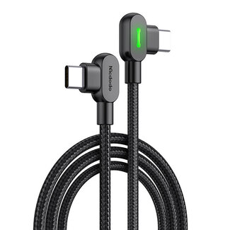 Mcdodo  Schuine USB-C naar USB-C kabel,  snelladen met LED, 2 meter