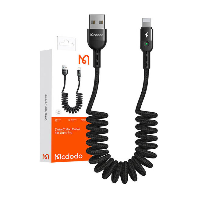 Mcdodo USB naar Lightning-kabel. krulsnoer, 1,8 meter