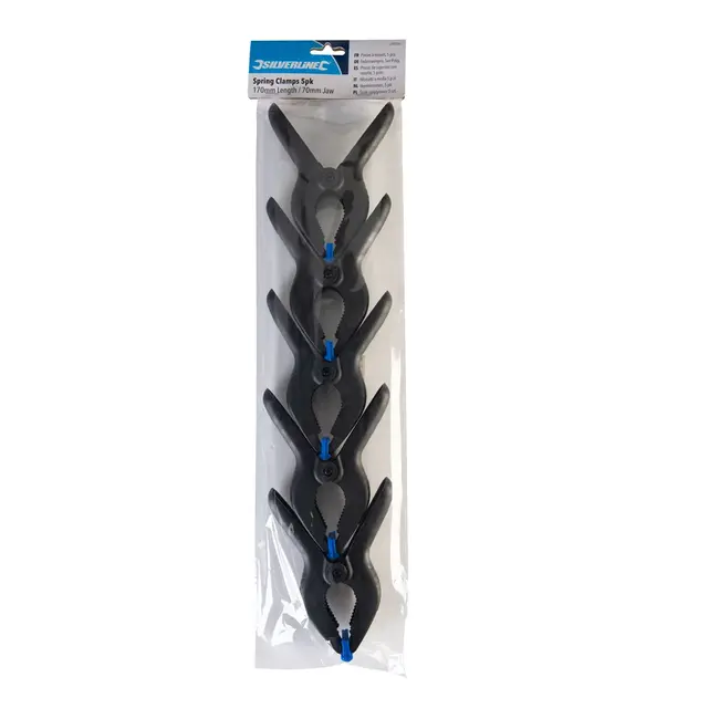 Silverline Veerklemmen - 170 mm lengte - 70 mm kaak - 5 stuks