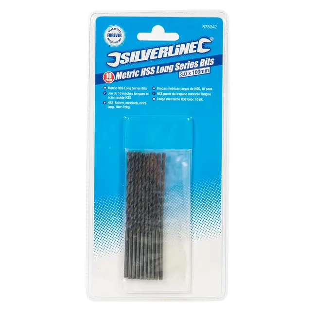 Silverline Lange metaalboor - 3 x 100 mm - HSS-R staal - 10 stuks