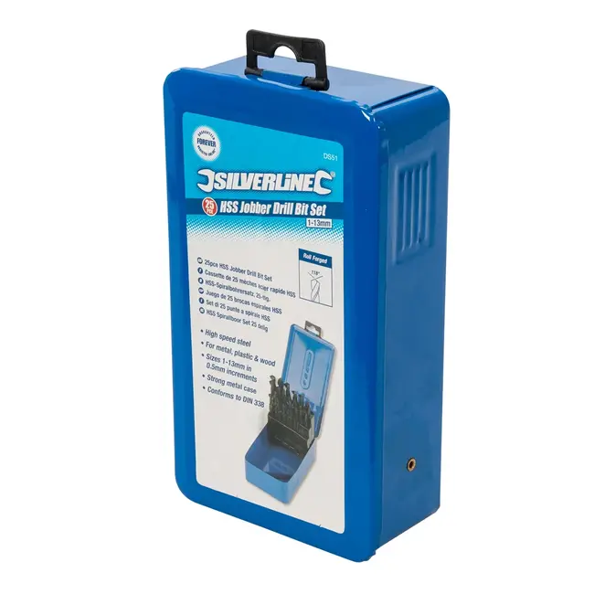 Silverline Metaalboorset - 1 t/m 13 mm - HSS-R staal - 25 delig