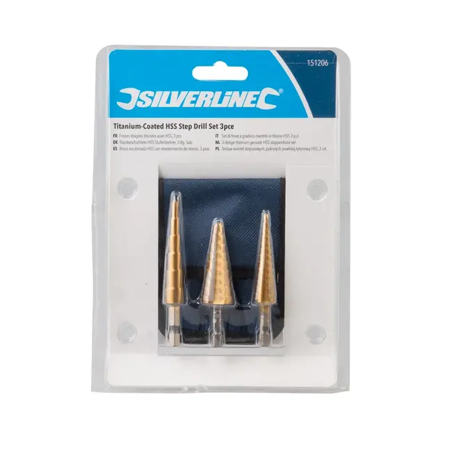 Silverline HSS trappenboor set met titanium coating 3 delig