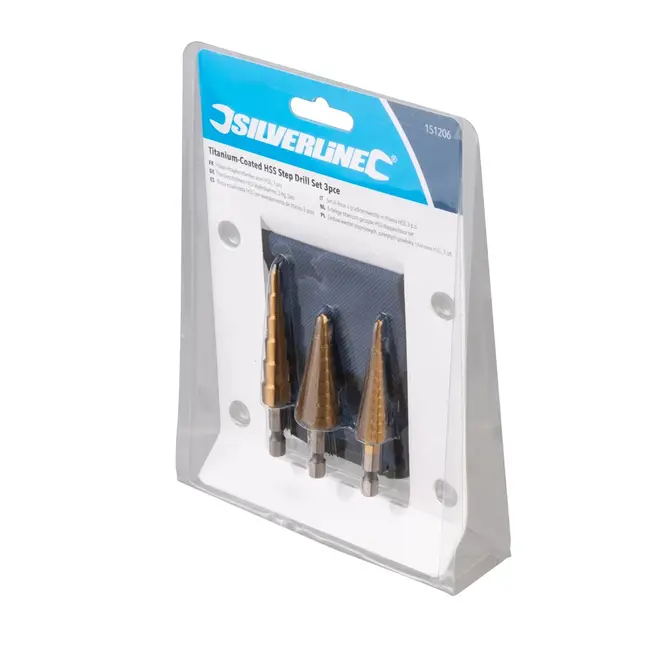 Silverline HSS trappenboor set met titanium coating 3 delig