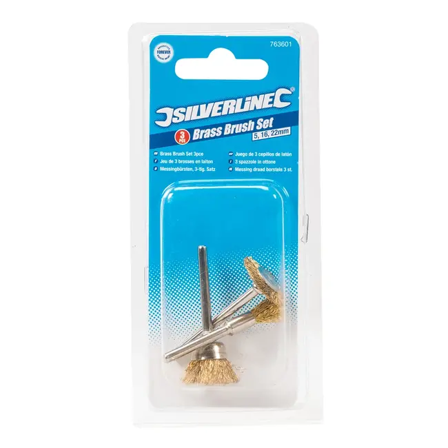 Silverline Messing draadborstel set 5, 15, 20 mm