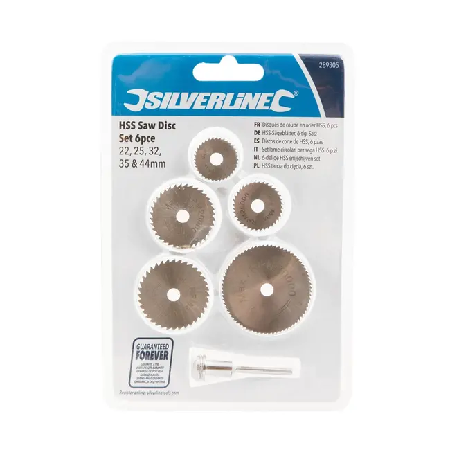 Silverline HSS snijschijven set 22, 25, 32, 35 en 44 mm