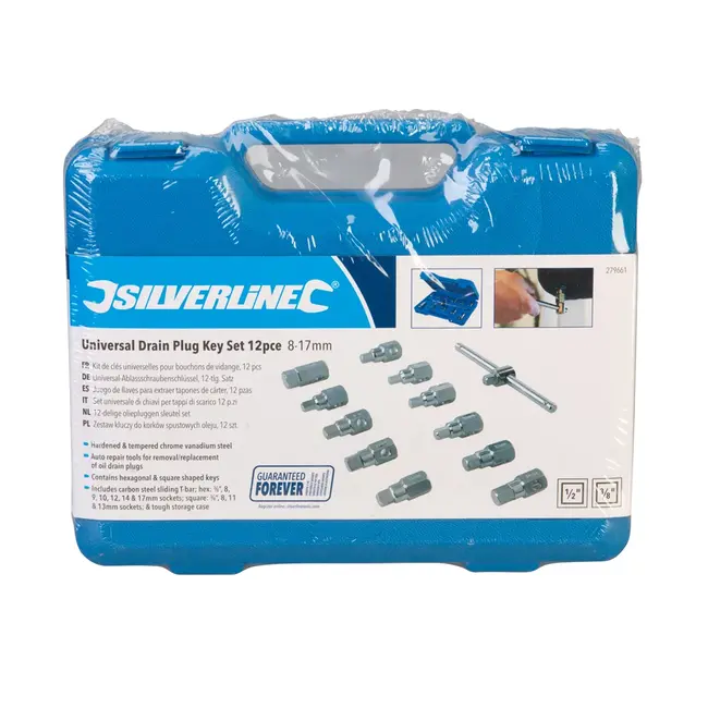 Silverline Universele oliepluggensleutelset - 8 t/m 17 mm - 12 delig