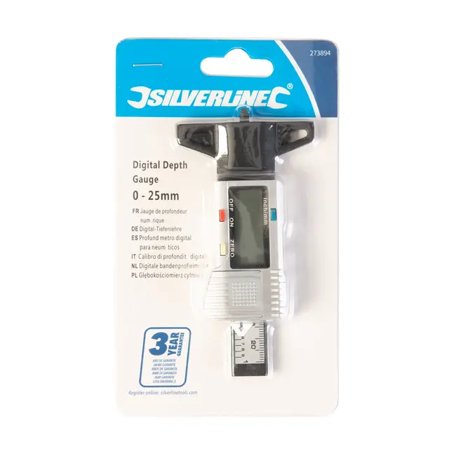 Silverline Digitale bandenprofielmeter 0 - 25 mm