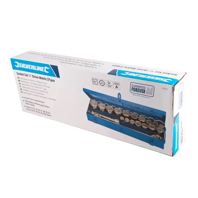 Silverline Dopsleutel set - metrisch - 3/4" - 21 delig