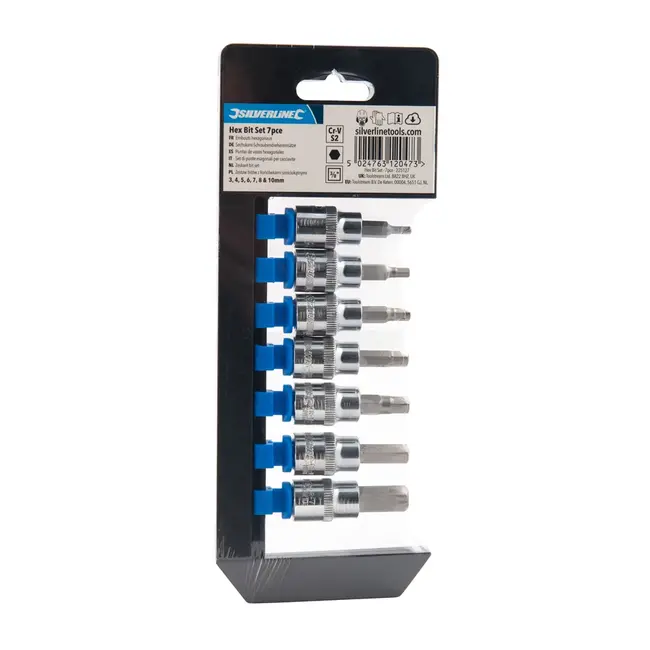 Silverline Dop bitset 3/8" - zeskant - 3 t/m 10 mm - 7 delig