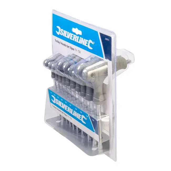 Silverline Torx sleutel set met T-handvat - T9 t/m T50 - 10 delig
