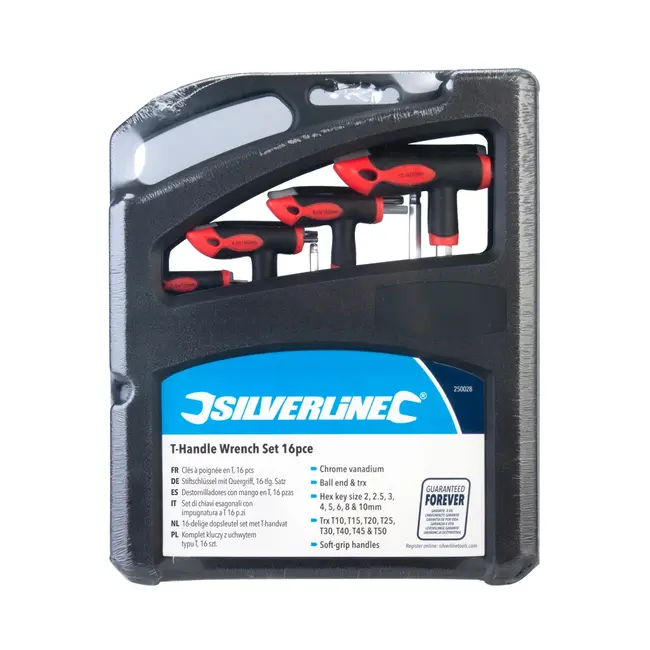 Silverline T-sleutel set - zeskant en torx - 16 delig