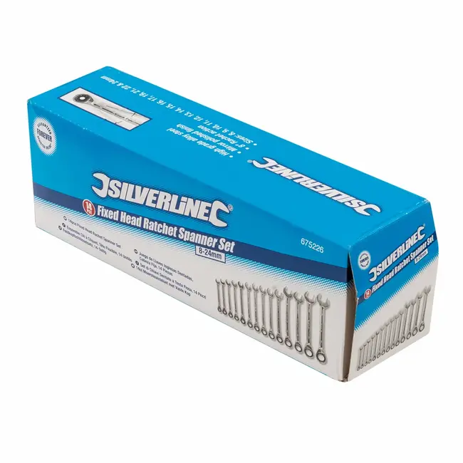 Silverline Steekringratelsleutel set - 8 t/m 24 mm - 14 delig