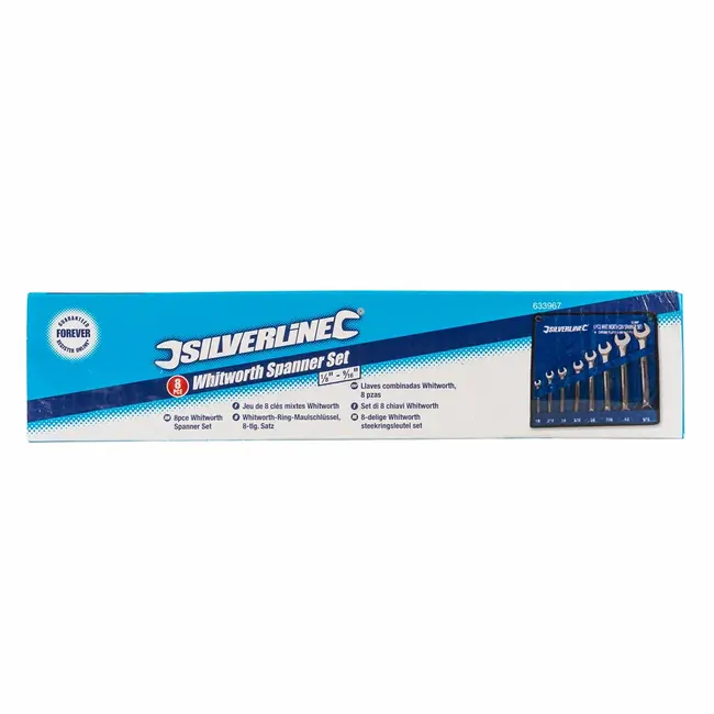 Silverline Whitworth steekringsleutelset - 1/8" t/m 9/16" - 8 delig
