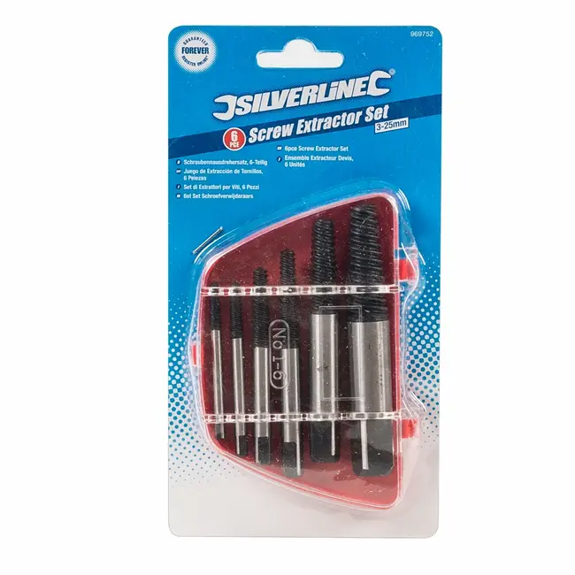 Silverline Schroefverwijderaar set - 3 t/m 25 mm - 6 delig