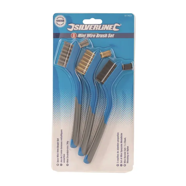 Silverline Mini staalborstel set - 3 delig