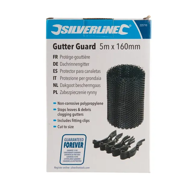 Silverline Dakgoot beschermgaas 5 meter x 160 mm