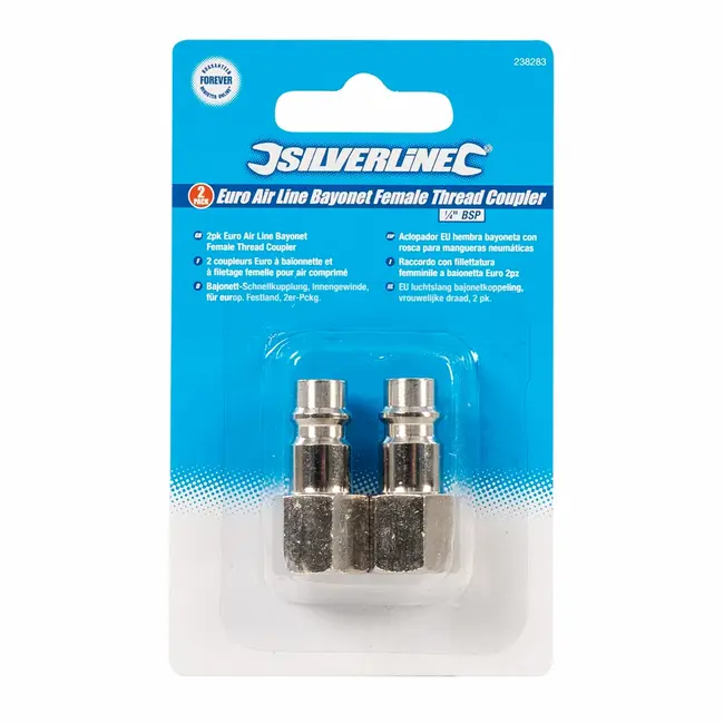 Silverline EU bajonetkoppeling - vrouwelijke draad - 1/4" BSP - 2 stuks