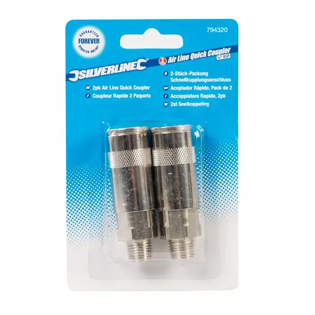 Silverline Luchtslang snelkoppeling - 1/4" BSP - 2 stuks