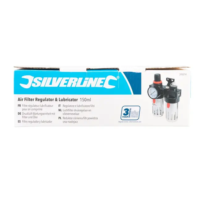 Silverline Luchtfilter drukregelaar en olievernevelaar 150 ml
